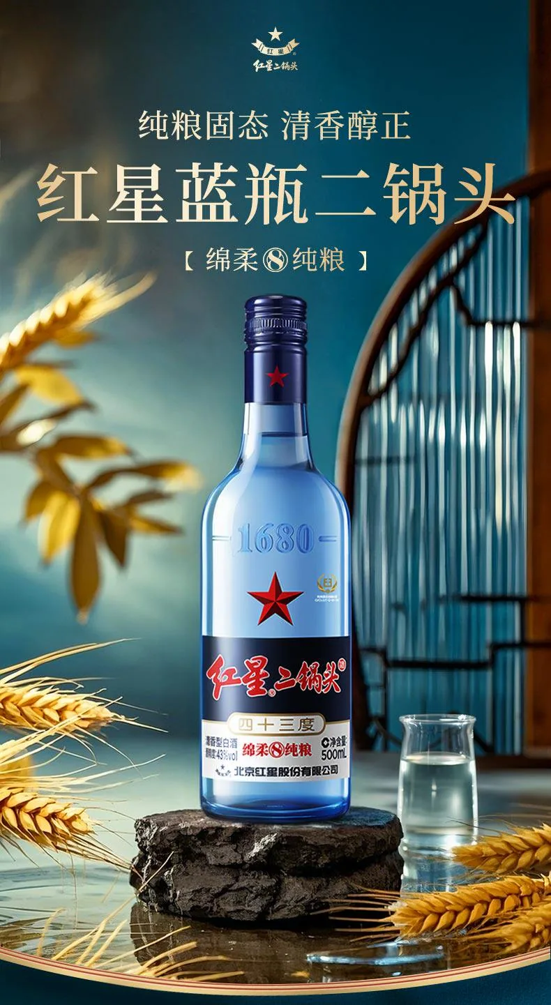 红星 · 蓝瓶绵柔8 · 43%vol · 500ml - 详情图 1