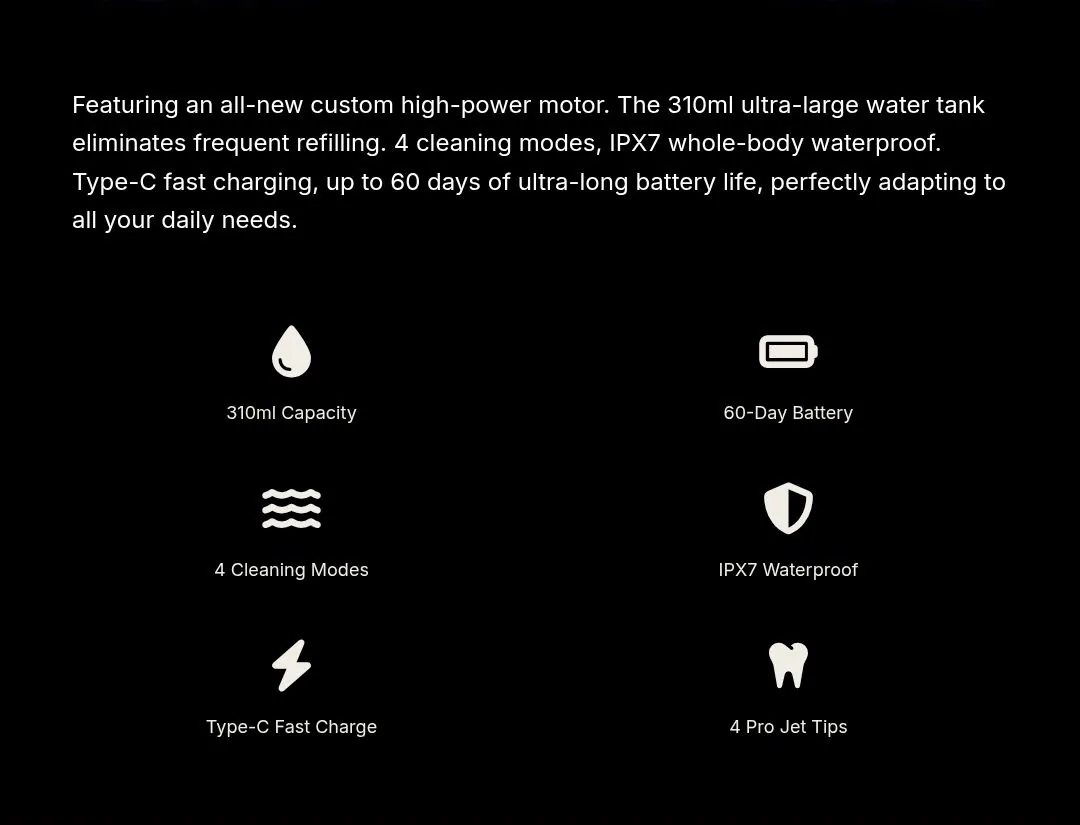 REVA – M209 Cordless Water Flosser – 310ml – 4 Modes - Detail 3