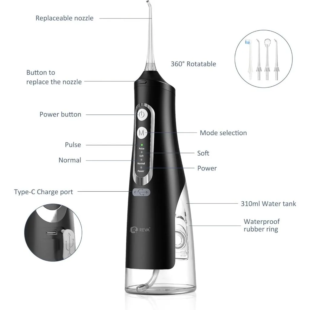 REVA – M209 Cordless Water Flosser – 310ml – 4 Modes - 4