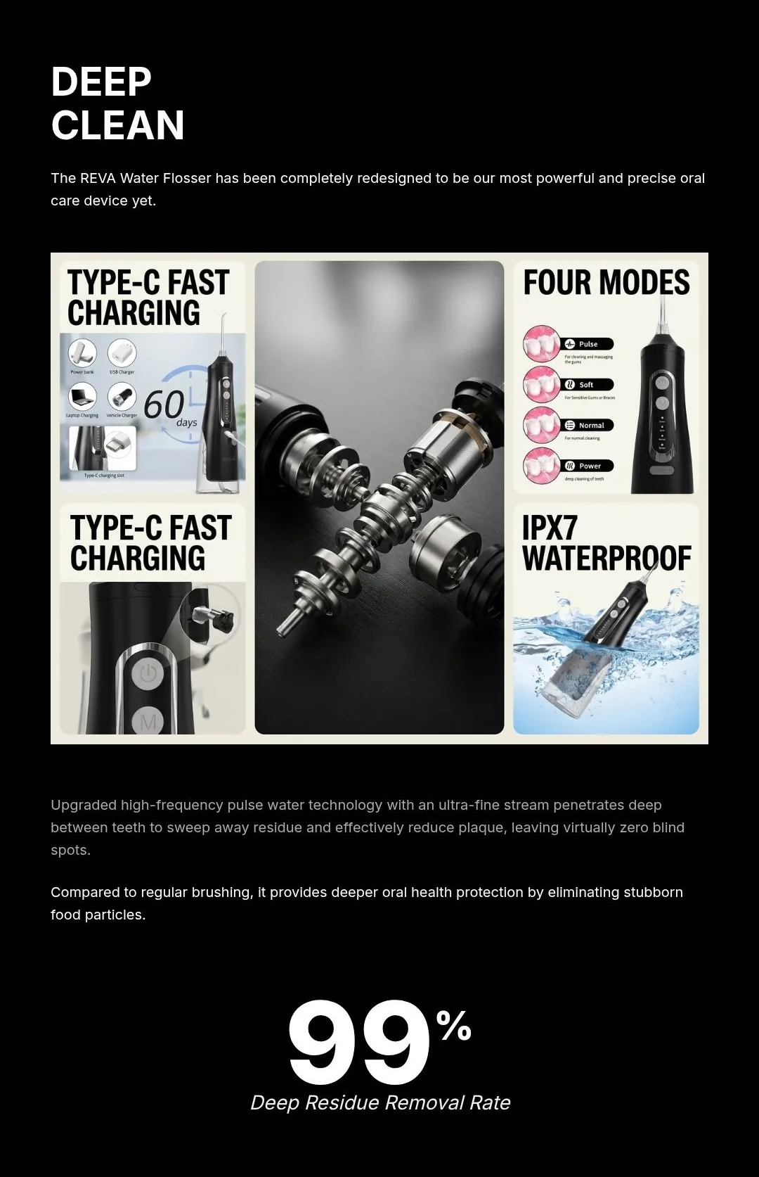 REVA – M209 Cordless Water Flosser – 310ml – 4 Modes - Detail 5