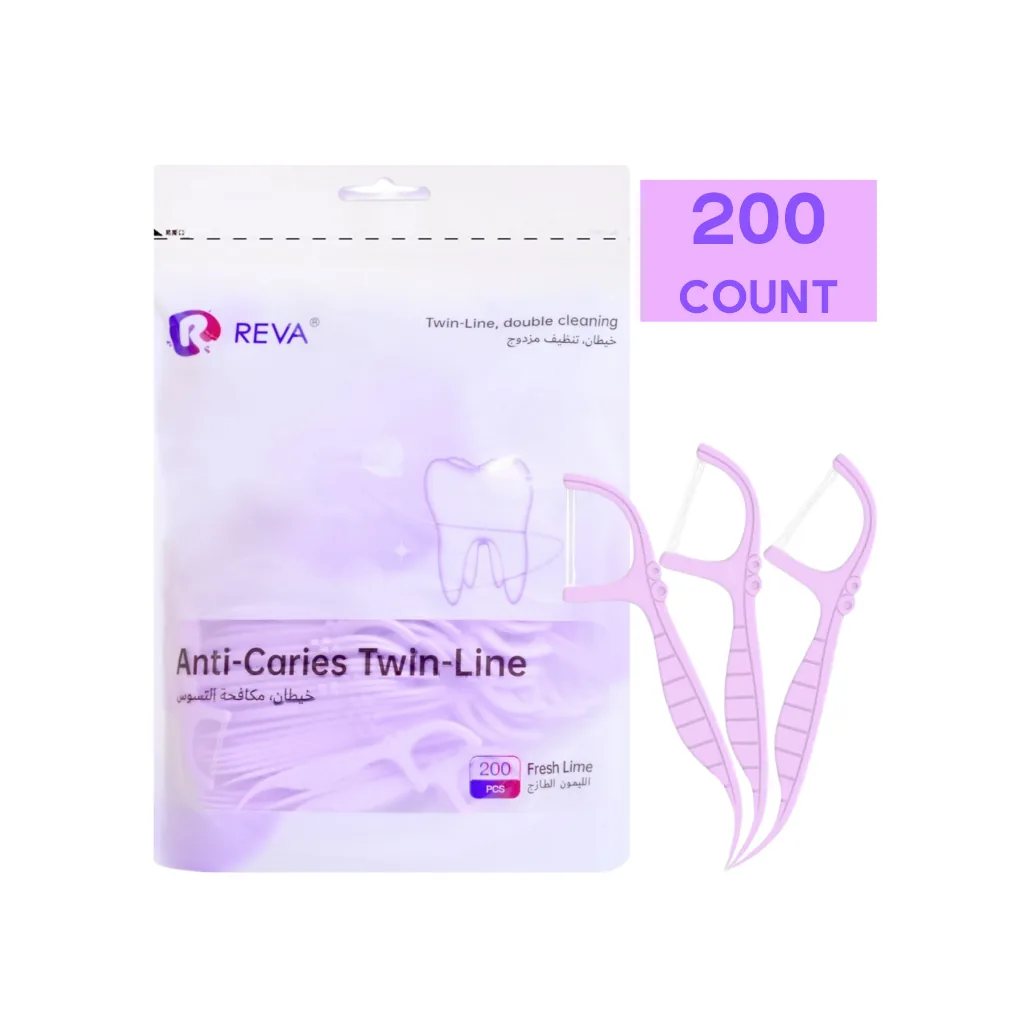 REVA – Twin-Line Floss Picks – 200 Count – Fresh Lime