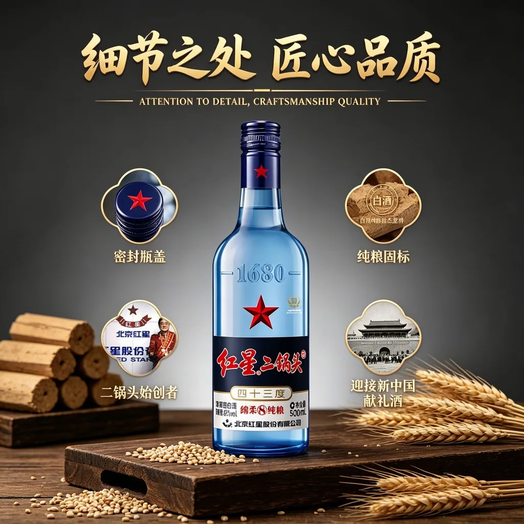红星 · 蓝瓶绵柔8 · 43%vol · 500ml - 2